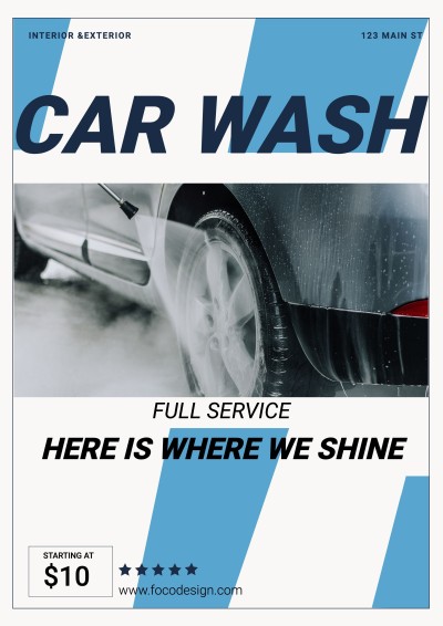 Rectangle Frame Car Wash Service Introduction Propagating Poster