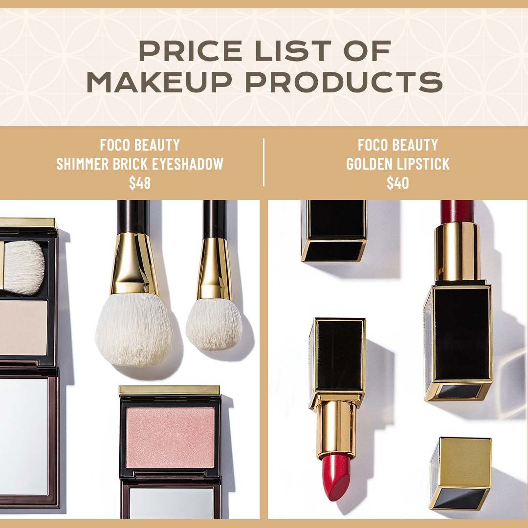 Luxury Makeup Products Price List Ecommerce Product Image