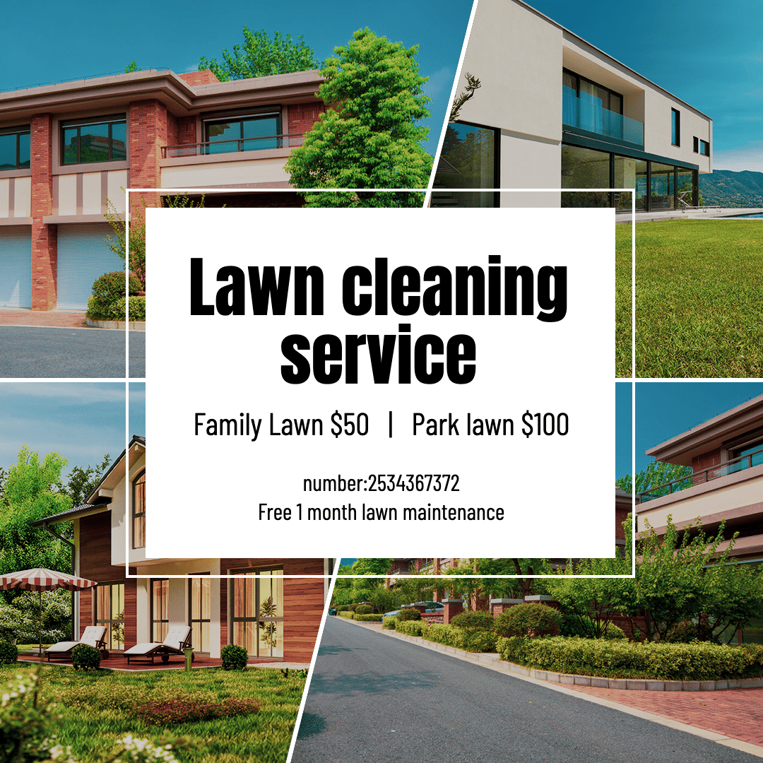 Simple Lawn Cleaning Services Introduction Ecommerce Product Image