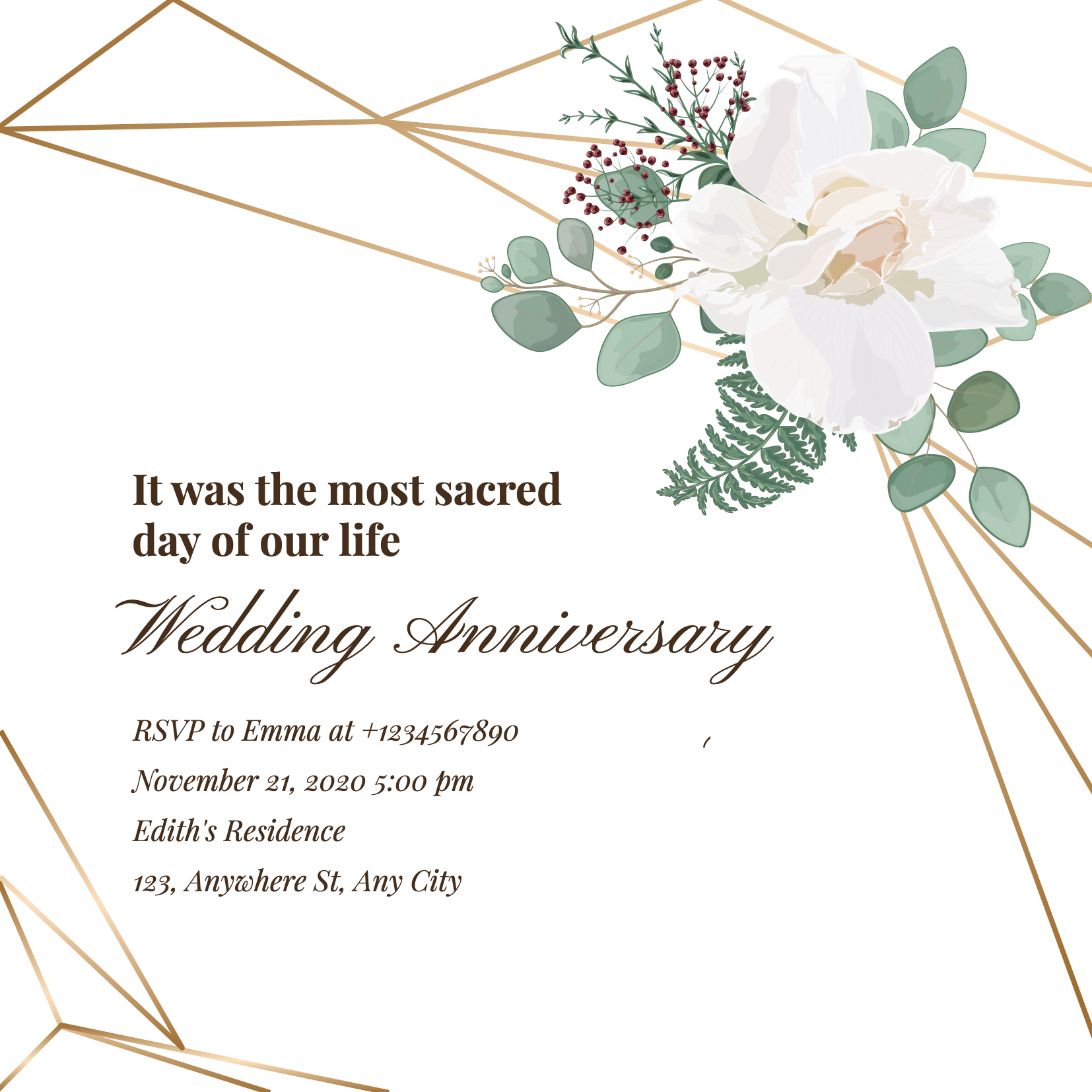 Wedding Anniversary Invitation Introduction Simple Fashion Letter