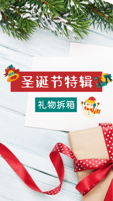 圣诞礼物开箱清单竖版视频封面预览效果