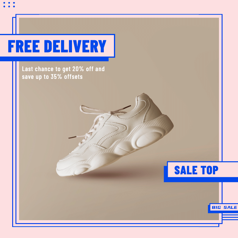 Free Delivery Sports Shoes Sale Mark Template预览效果
