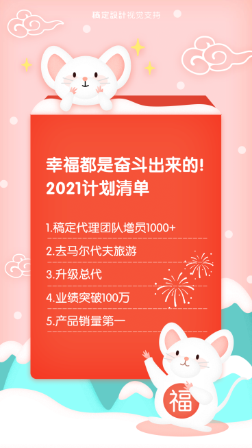 新年可爱计划清单营销海报预览效果