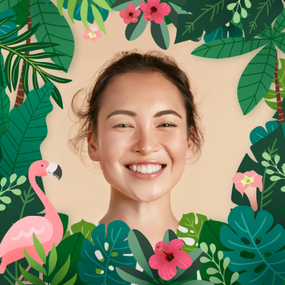 Tropical Flamingos Plants HeadBox 