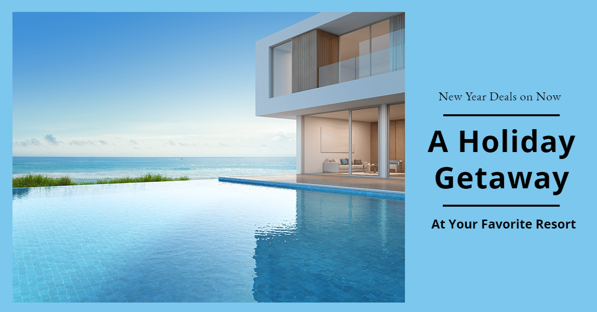 Resort Hotel New Year Holiday Promotion Ecommerce Banner预览效果