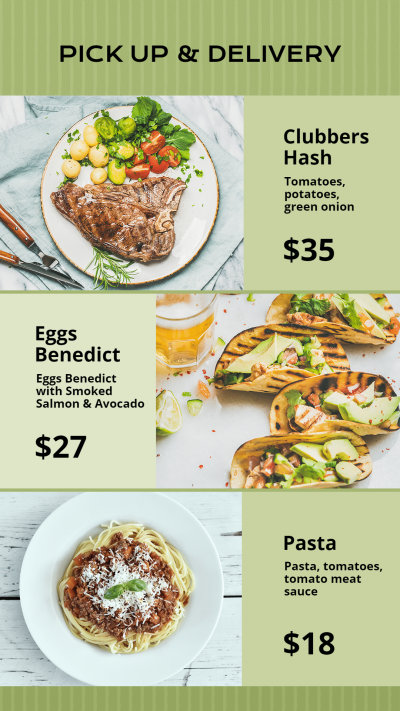Commercial Use Brunch Menu