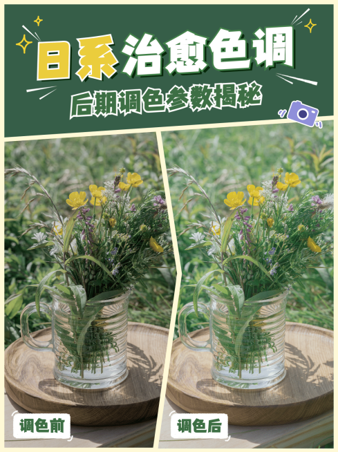 调色对比教程分享小红书封面配图预览效果