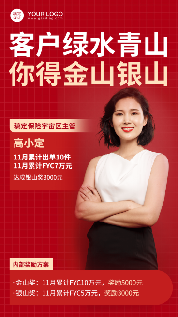 保险行业内部奖励喜报贺报商务红色预览效果