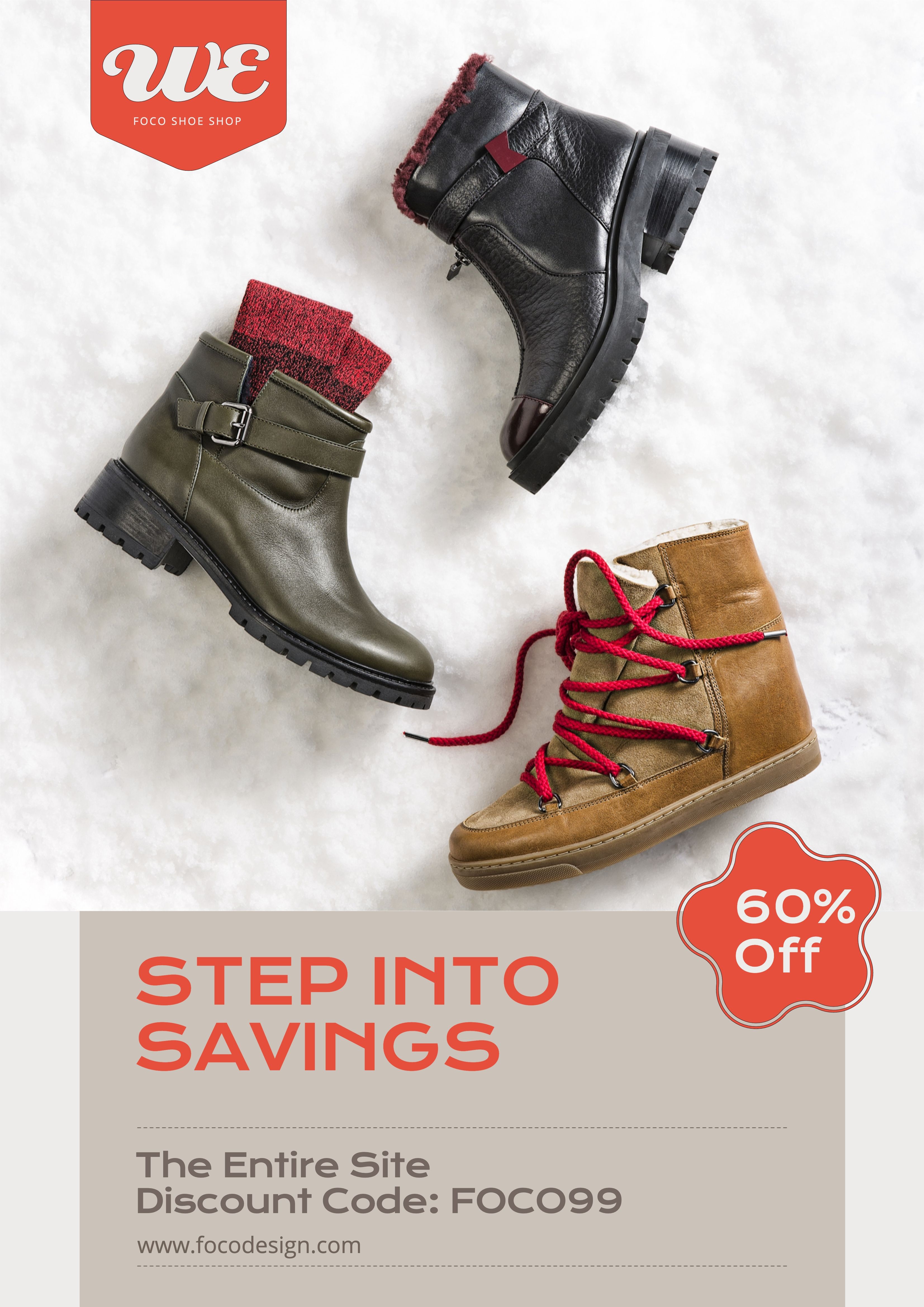 Commercial Women's Shoes Christmas Festival Discount Promotion Poster