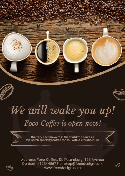 Retro Hand Painted Style Coffee Shop Grand Opening Propaganda Flyer