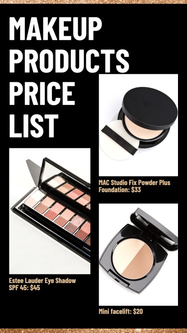 Makeup Product Price List Ecommerce Story