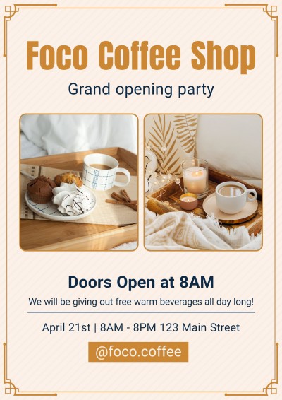 Fresh Stripe Background Coffee Shop Grand Opening Propaganda Flyer