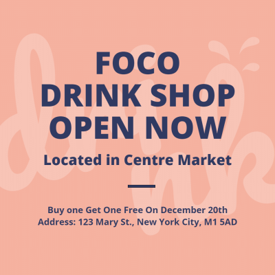 Drink Shop Open Now Template Fashion Simple Style Poster Instagram Post