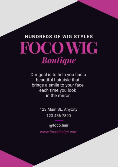 Wig Boutique Hair Products Promotion Flyer