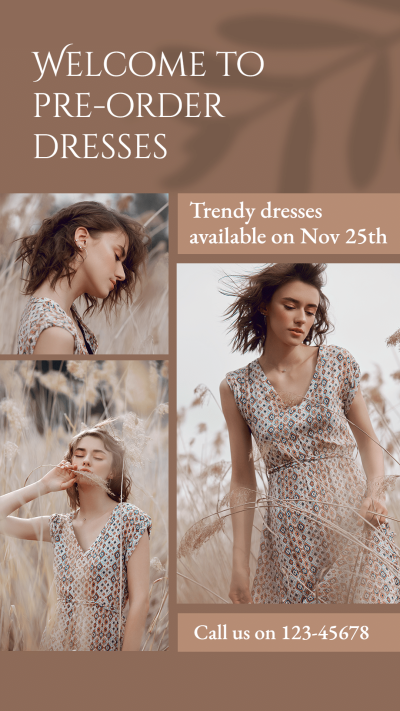 Simple Fashion Dresses Pre-Order Instagram Story