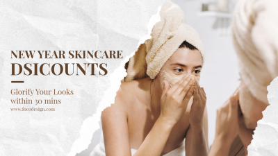 Simple Fashion Skin Care Products New Year Discount Facebook Cover