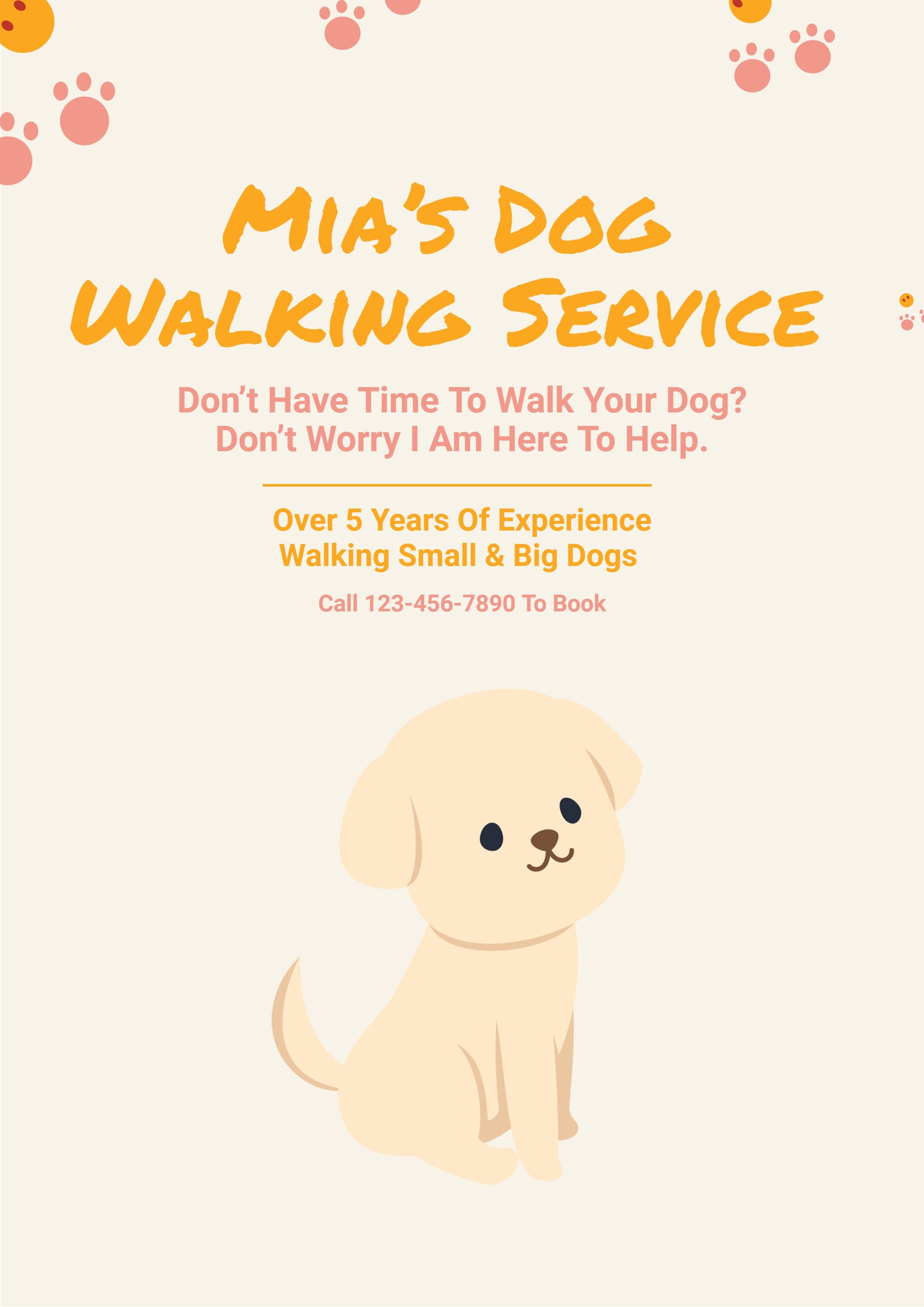 Pet Dog Walking Service Propagating Poster