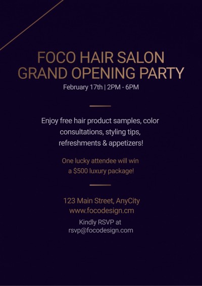 MInimalist Style Hair Salon Party Grand Opening Propaganda Flyer