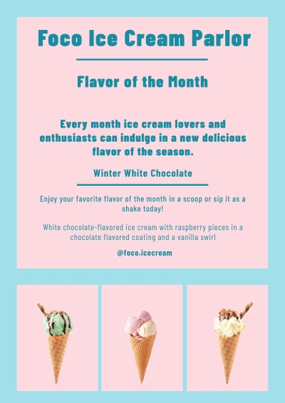 Cute Style Ice Cream Parlor Products Propaganda Flyer