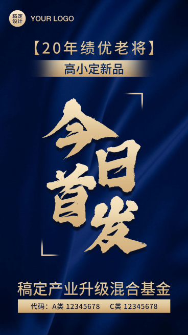 金融基金首发预告商务蓝色大字报预览效果