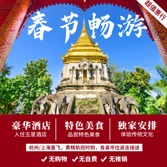 春节旅游出行攻略实景方形海报预览效果