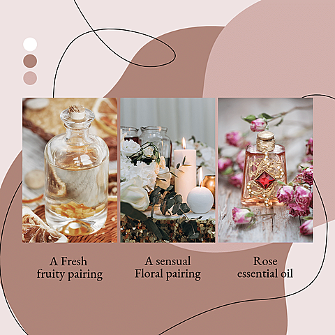 Fruity and Floral Pairing and Rose Essential Oil Ecommerce Product Image
