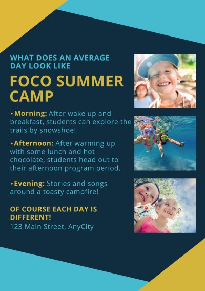 Creative Color Block Element Summer Camp Recruits Propaganda Flyer