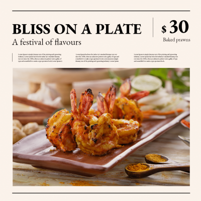 Simple Fashion Baked Prawns Display Instagram Post