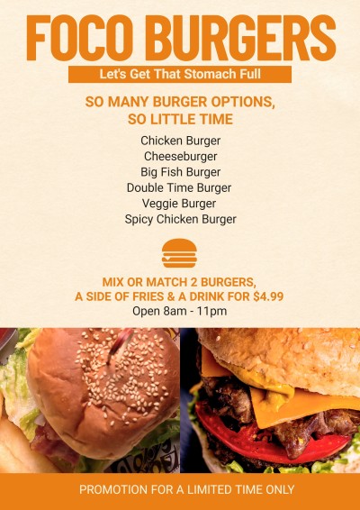 Fast Food Reataurant Burger Introduction Propaganda Flyer