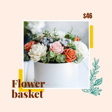 Fresh Style Flower Basker Display Promo Ecommerce Porduct Image