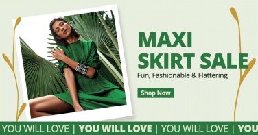 Maxi Skirt Sale Promotion Template Fashion Simple Style Poster Ecommerce Banner