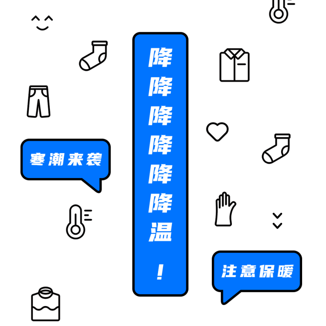 早安问候降温保暖方形海报预览效果
