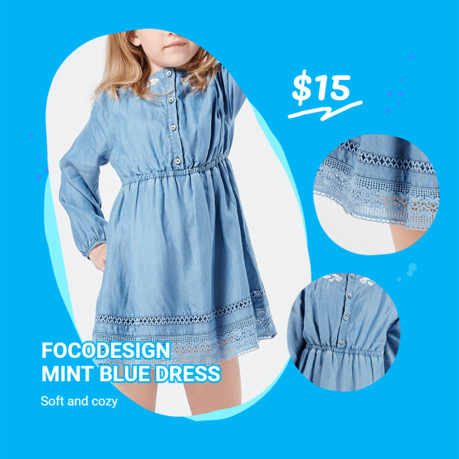 Literary Style Kiddy Dress Ecommerce Product Image预览效果
