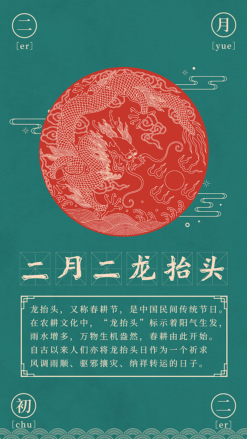 二月二龙抬头知识科普中国风