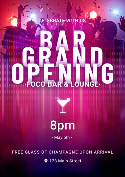 Bar Night Club New Grand Opening Advertising Flyer