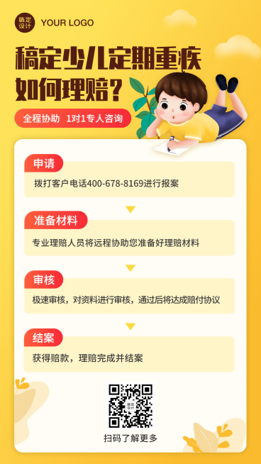 金融保险少儿定期重疾健康险海报预览效果
