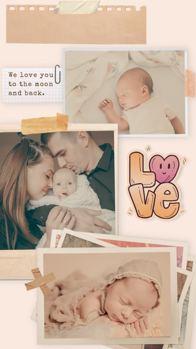 Baby's Birthday Multiple Pictures Polaroid Photo Collage Instagram Story