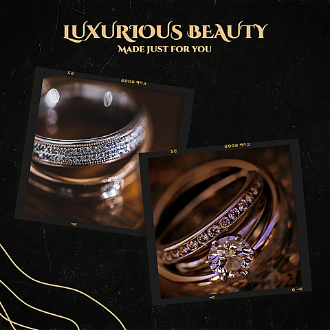 Gold Line Element Luxury Ring Display Ecommerce Product Image