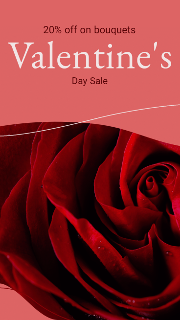 Valentine's Bouquet Discount Sale Promo Ecommerce Story预览效果