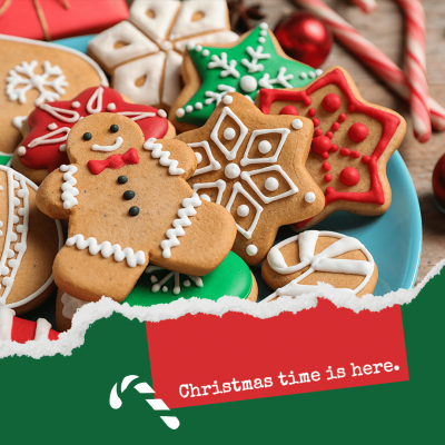 Paper Tear Style Christmas Cookie Display Promo Ecommerce Product Image