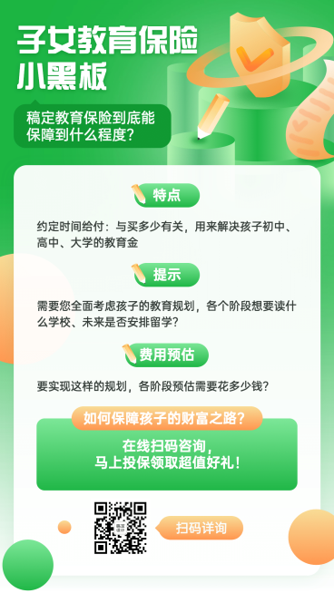 金融保险子女教育险科普海报预览效果