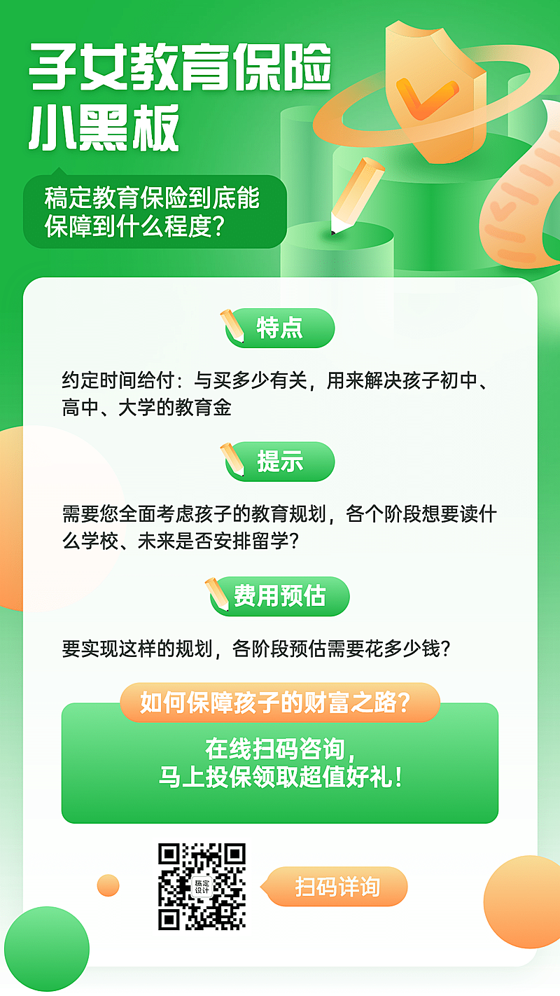 金融保险子女教育险科普海报
