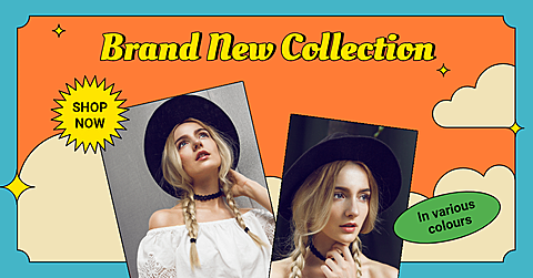 Blue Rectangle Frame Literary Style Women's Clothes Brand New Collection Ecommerce Banner