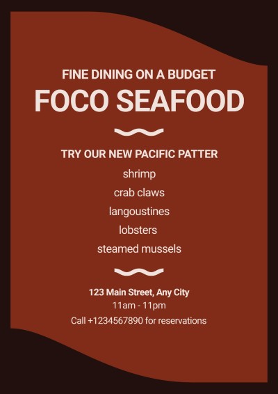 Seafood Menu Propaganda Promotion Flyer