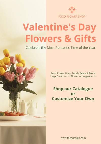 Literary Bouquet Display Flower Shop Valentine's Day Promotion Flyer