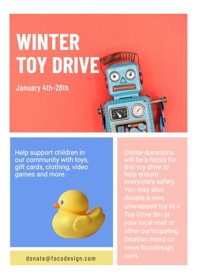 Simple Fashion Style Toy Fundraising Activities Promotion Flyer