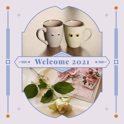 Simple Lines Element Flower Decorate New Year Greeting Instagram Post