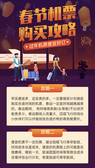 春运出行攻略指南手绘手机海报