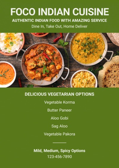 Indian Cuisine Menu Promotion Simple Fashion Style Flyer