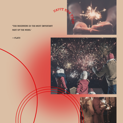 Literary Fireworks Scene New Year Greeting Text Instagram Post